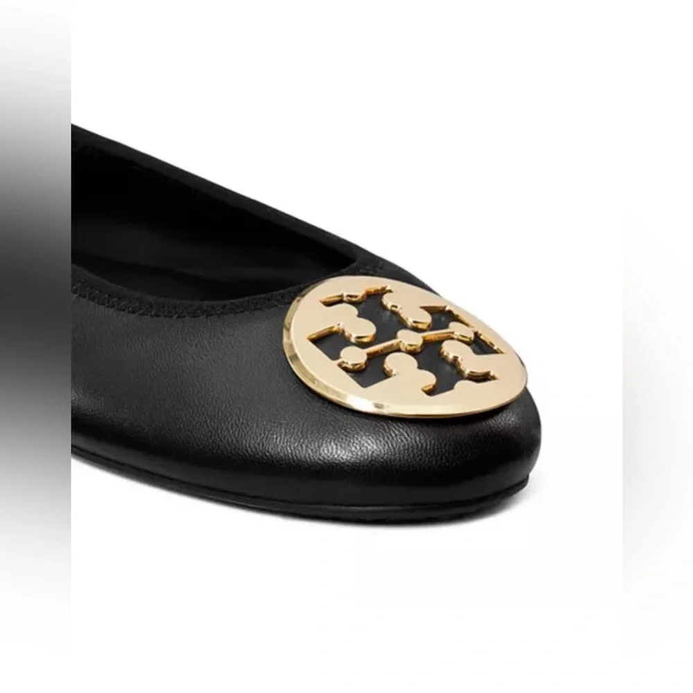 Tory Burch Napa Leather Reva Travel Ballet Flats Padded Insoles Size 10